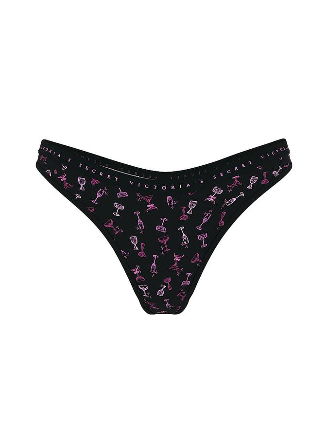 Stretch Cotton High-Leg Scoop Thong Panty image number 2