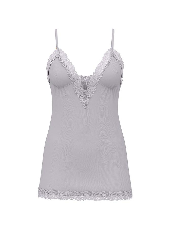 SoSoft&trade; Modal Lace-Trim Tie-Front Slip Dress image number 2