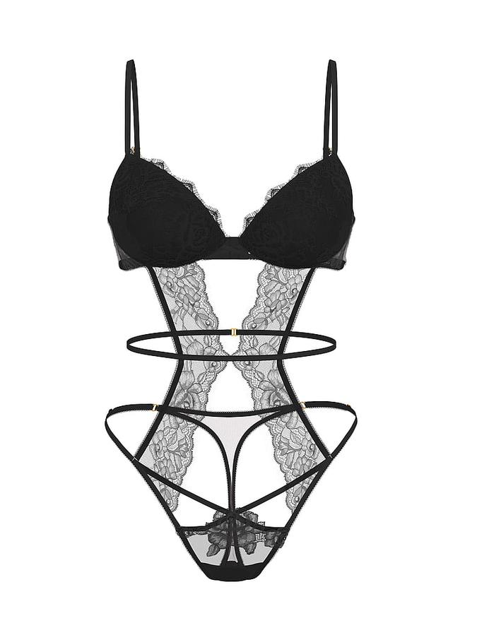 Rose Lace Lightly Lined Strappy Teddy image number 2