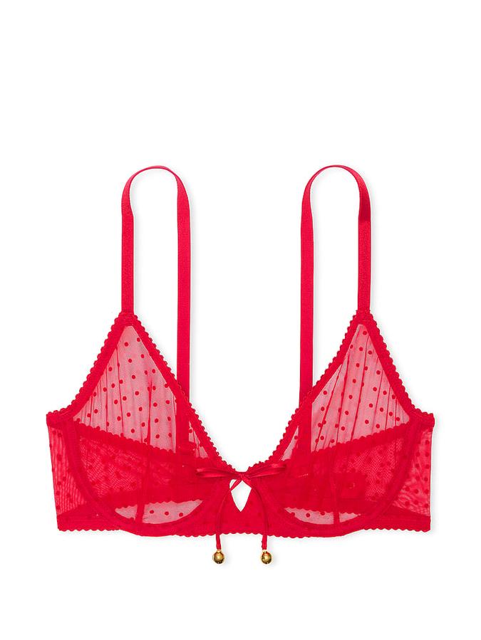 Jingle Bells Mesh Unlined Demi Bra image number 2