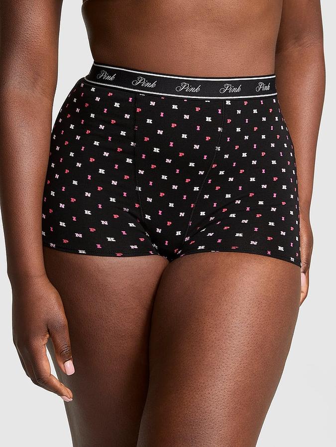 Logo Cotton High-Waist Boyshort Panty
