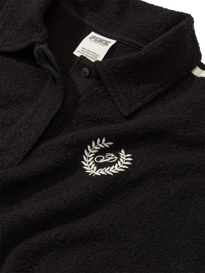 Reverse Fleece Cropped Polo Sweatshirt image number 3