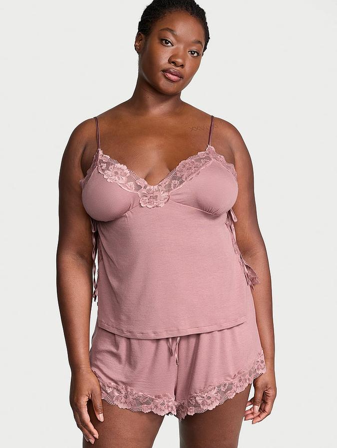 Ribbed Modal & Lace Cami Shorts Set image number 0