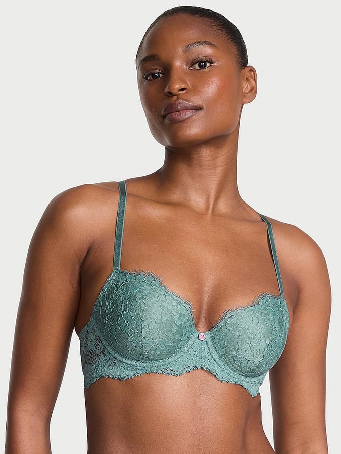 Green Lace Lightly Lined Classic Coverage Demi Bra Lace Lightly Lined Classic Coverage Demi Bra