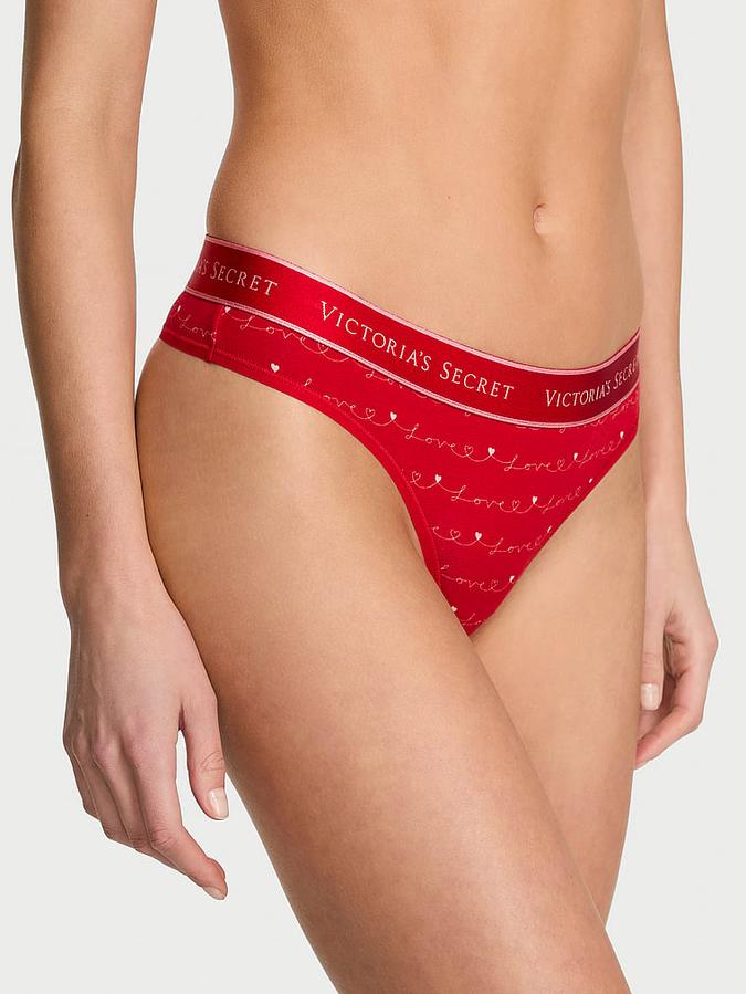 Logo Cotton Thong Panty