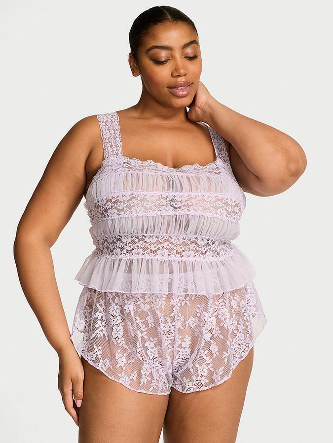Dare to Dream Lace Sheer Cami & Flutter Short Set image number 0