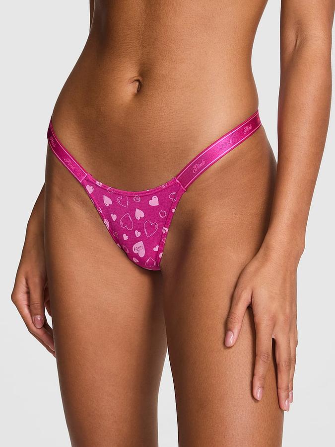 Logo Cotton High-Leg Micro Thong Panty