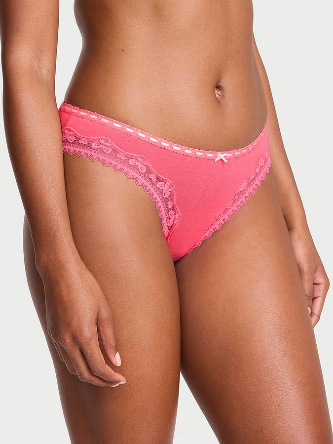 Cotton Bow Lace-Trim Bikini Panty