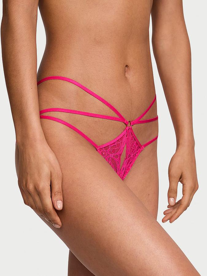 Lace Strappy Crotchless Cheeky Panty image number 0