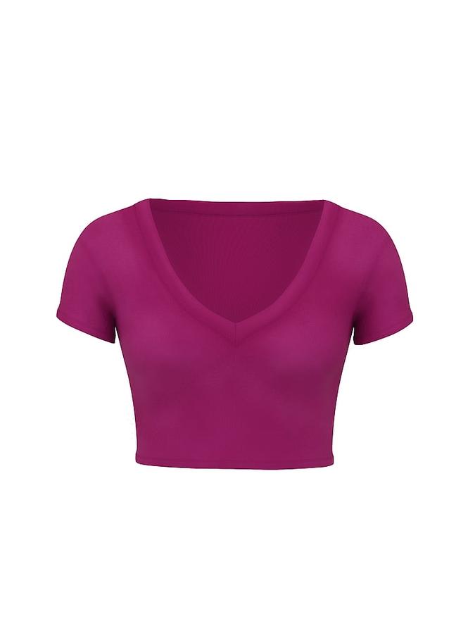 All-Day Cotton V-Neck Cropped Tee image number 2