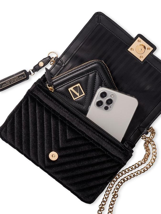 The Victoria Mini Crossbody Bag V-Quilt Black Velvet image number 2
