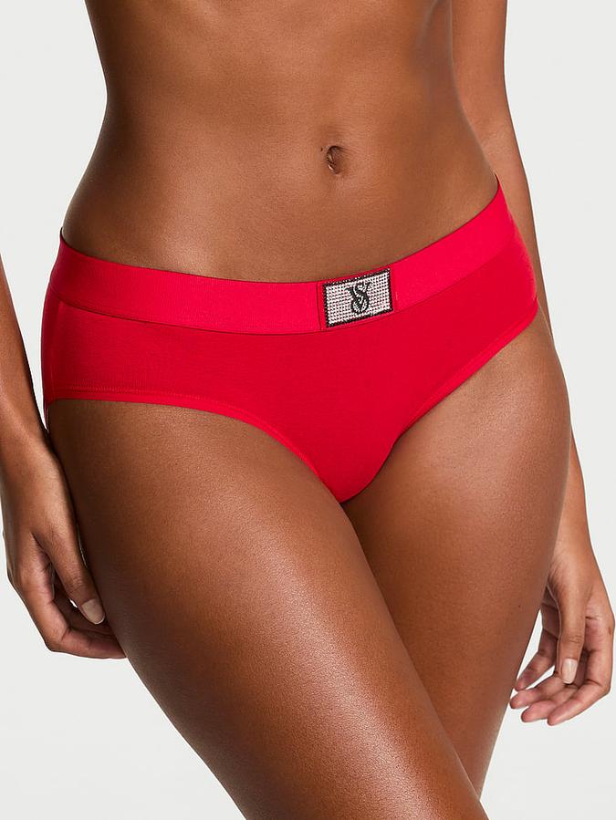 Logo Cotton Shine Patch Hiphugger Panty