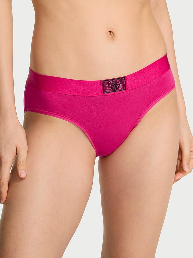 Logo Cotton Heart Shine Patch Hiphugger Panty