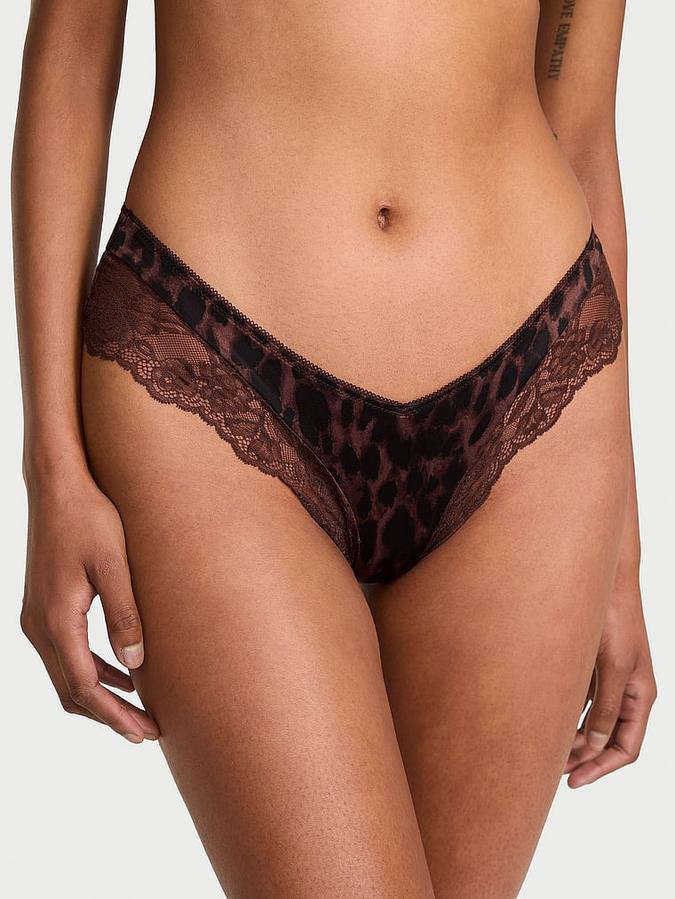 Rose Lace-Trim High-Leg Cheeky Panty