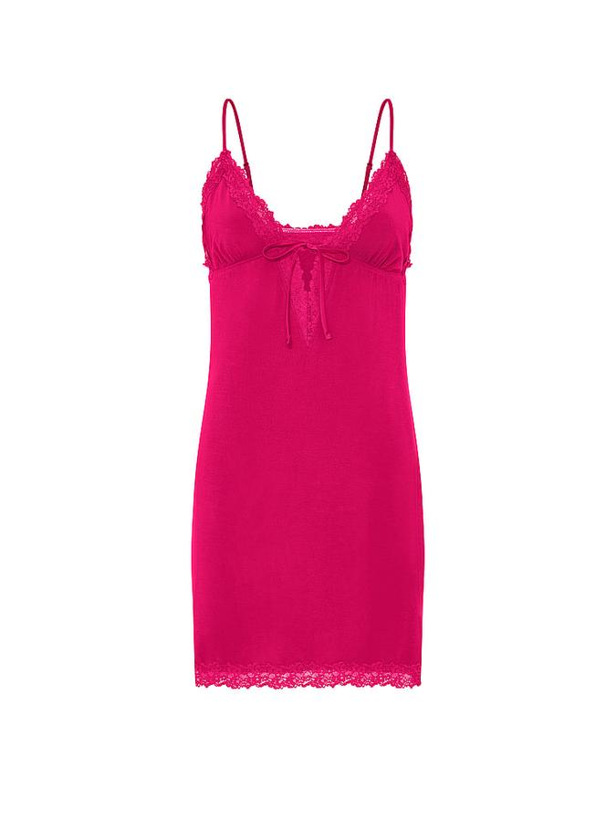 SoSoft&trade; Modal Lace-Trim Tie-Front Slip Dress image number 2