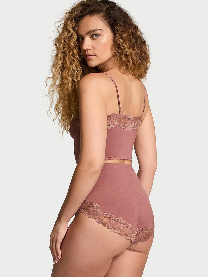 Modal & Lace Trim Straight-Neck Cami Set image number 1