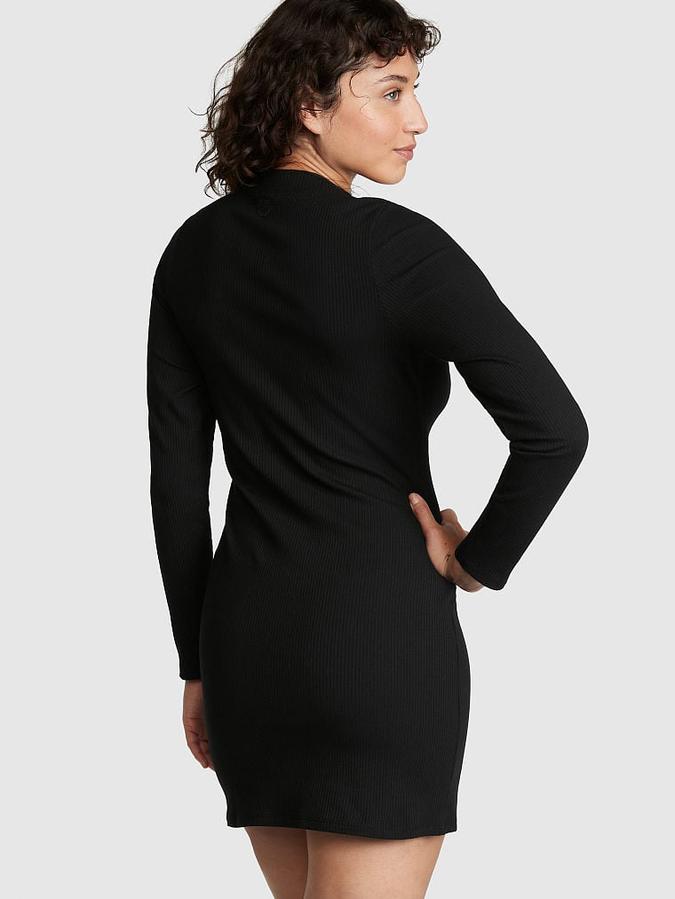 Stretch Cotton Long-Sleeve Mock-Neck Dress image number 1