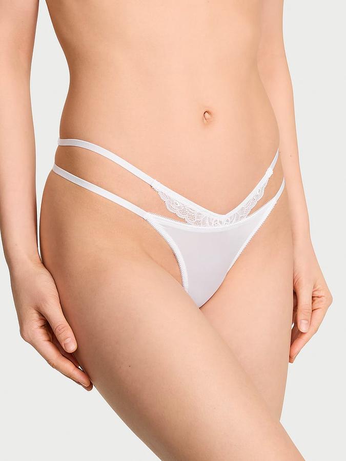 Rose Lace-Trim Strappy Cut-Out V-String Panty