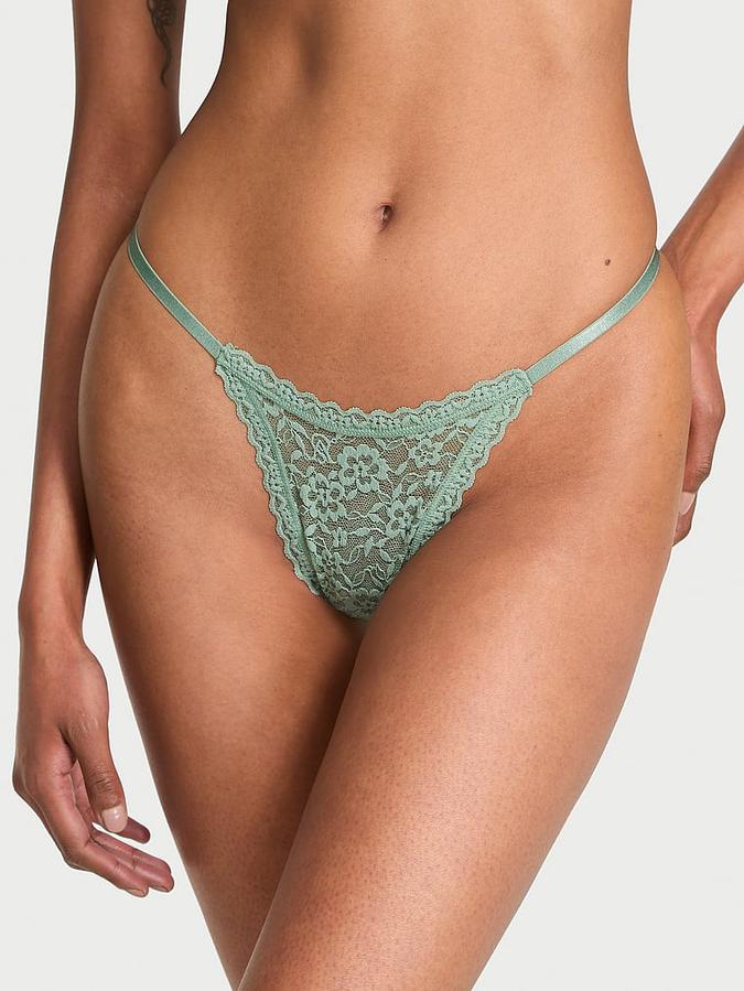 Blossom Lace Strappy-Back String Thong Panty image number 0