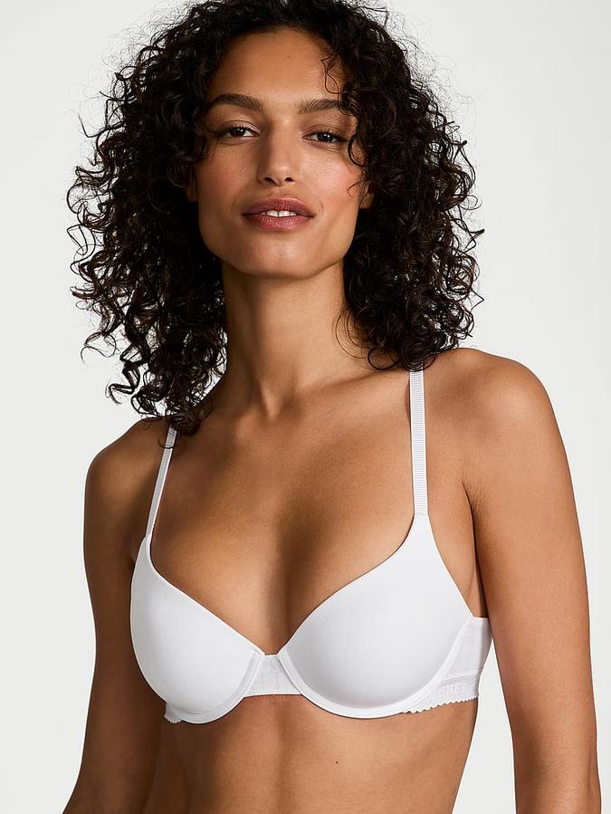 Pointelle Logo Lightly Lined Demi Bra image number 0