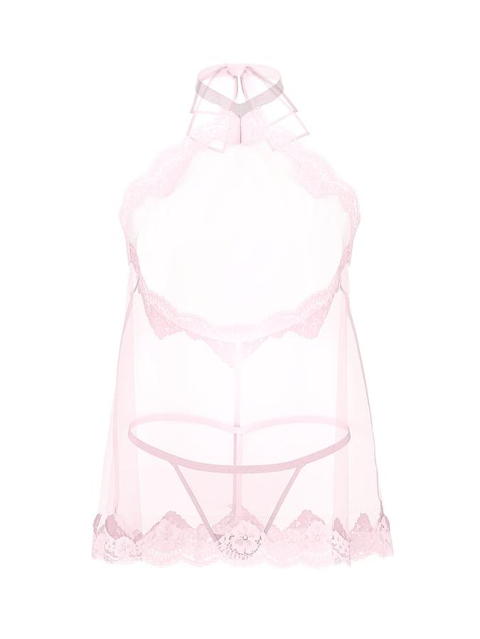 Twinkle Chiffon Sabrina Halter Babydoll Set image number 2