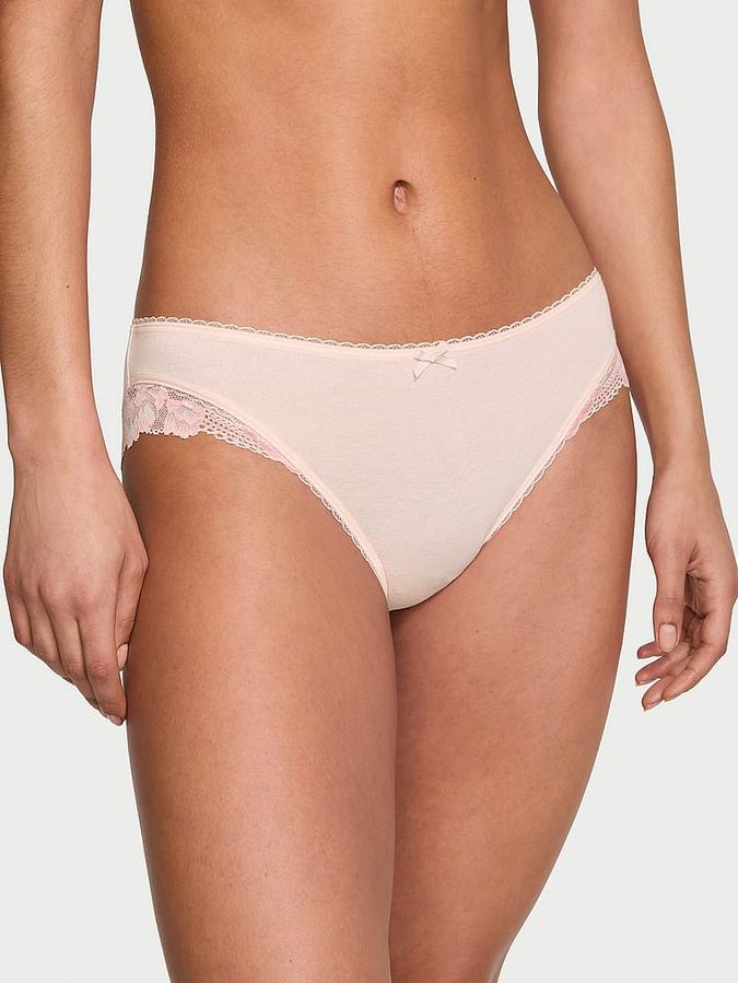 Stretch Cotton Lace-Trim Bikini Panty image number 0