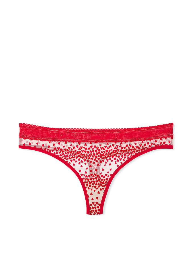 Logo Flocked Hearts Thong Panty image number 1