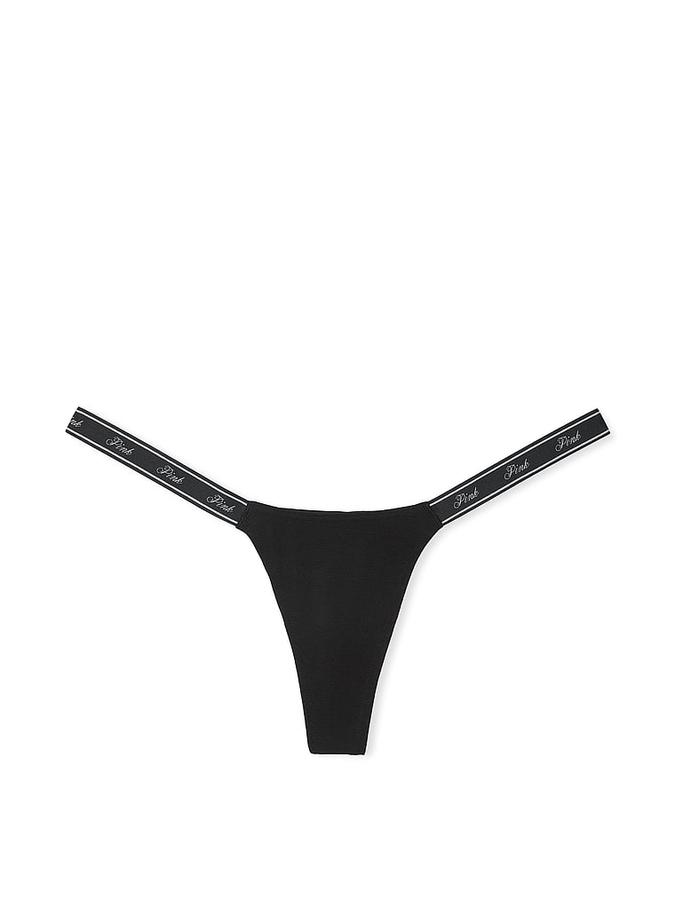 Logo Cotton High-Leg Micro Thong Panty