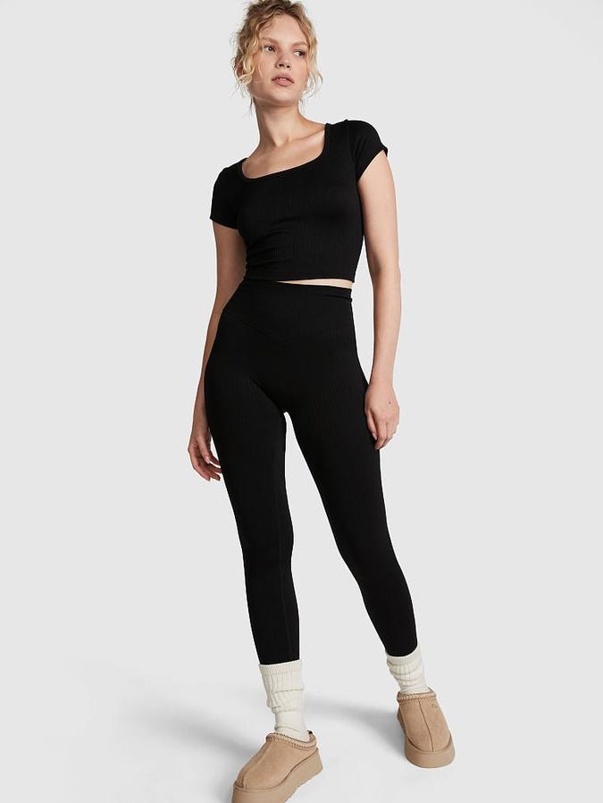 Seamless Rib Short-Sleeve Crop Top image number 3