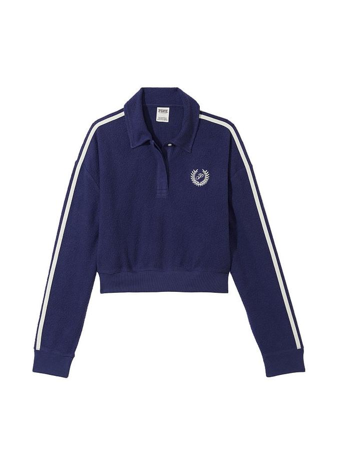 Reverse Fleece Cropped Polo Sweatshirt image number 2
