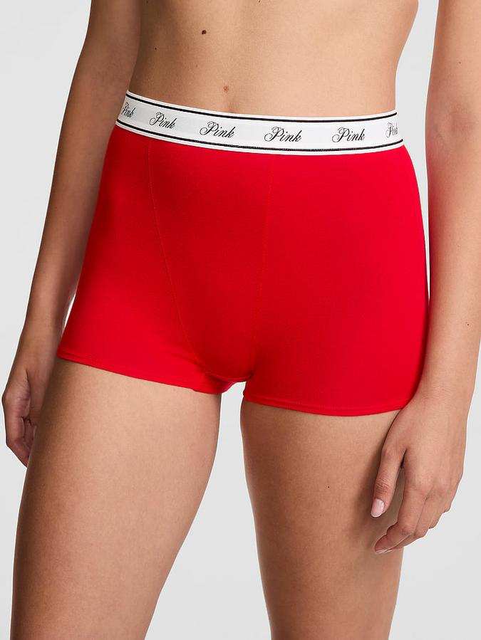 Logo Cotton High-Waist Boyshort Panty