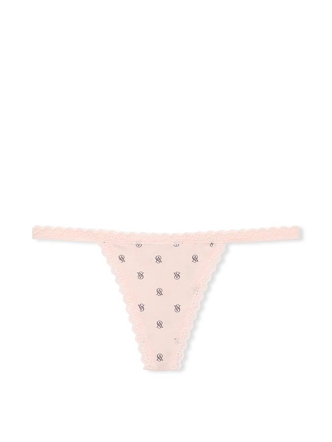 Lace-Trim Cotton V-String Panty image number 2