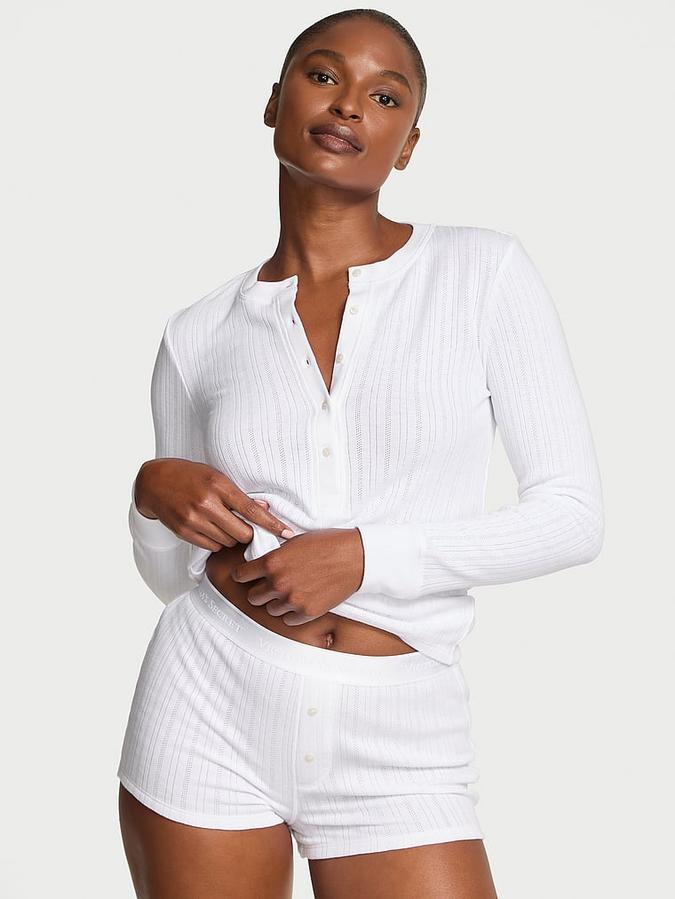 Cozy Pointelle Henley Short Pajama Set