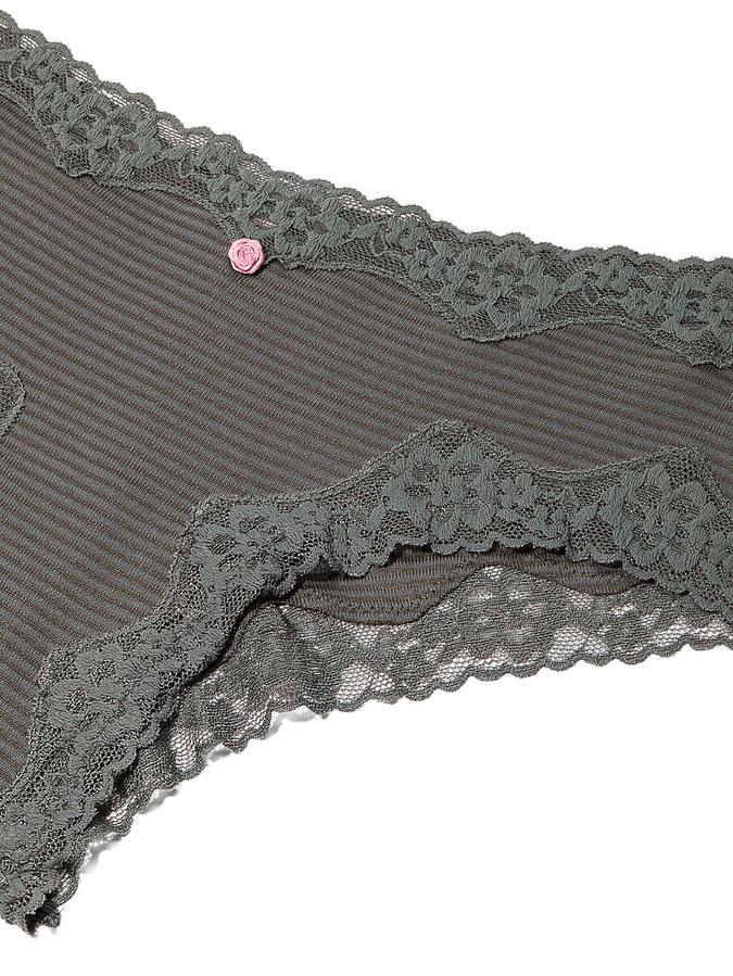 Cotton Shadow Stripe Lace-Waist Cheeky Panty image number 2