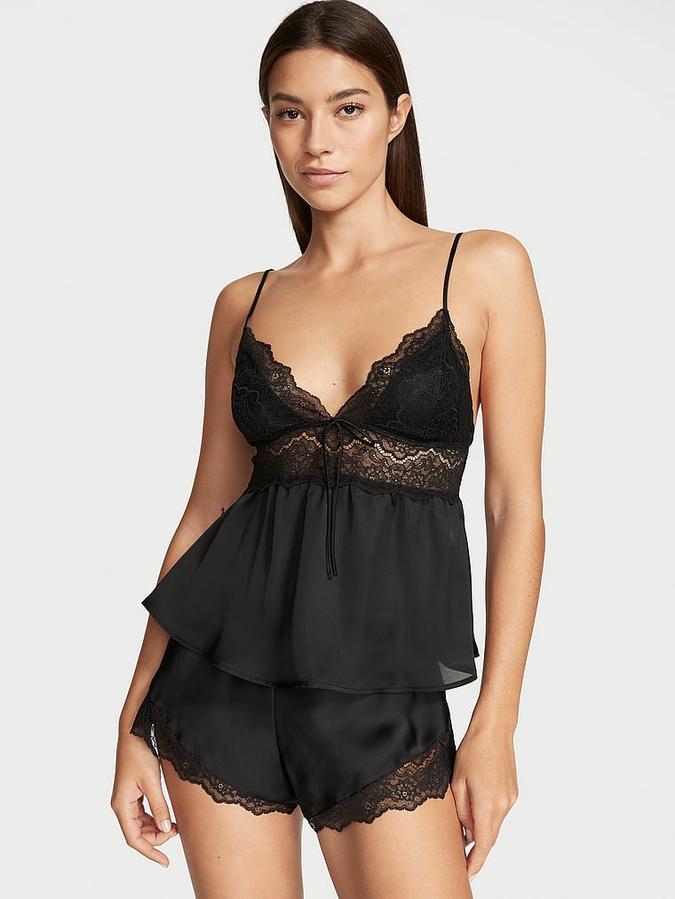 Stretch Lace & Satin Cami Set image number 0