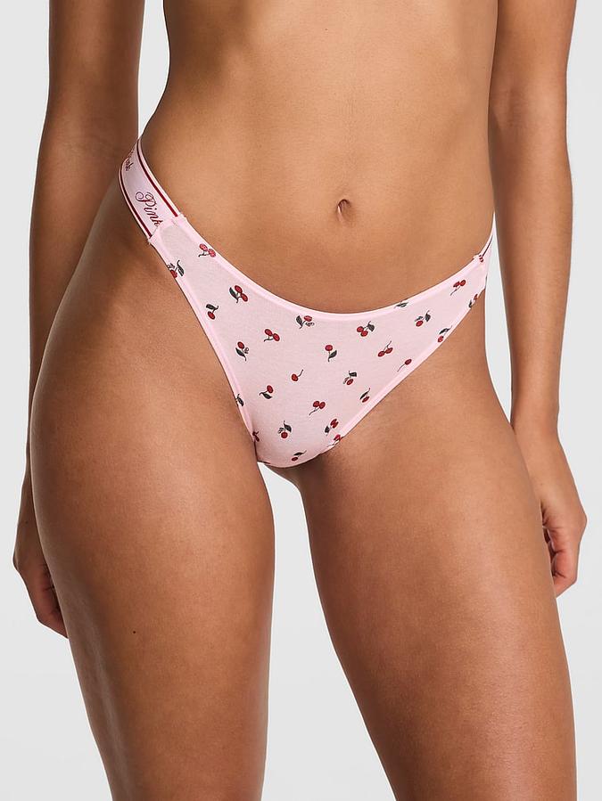 Logo Cotton Shine High-Leg Thong Panty image number 0