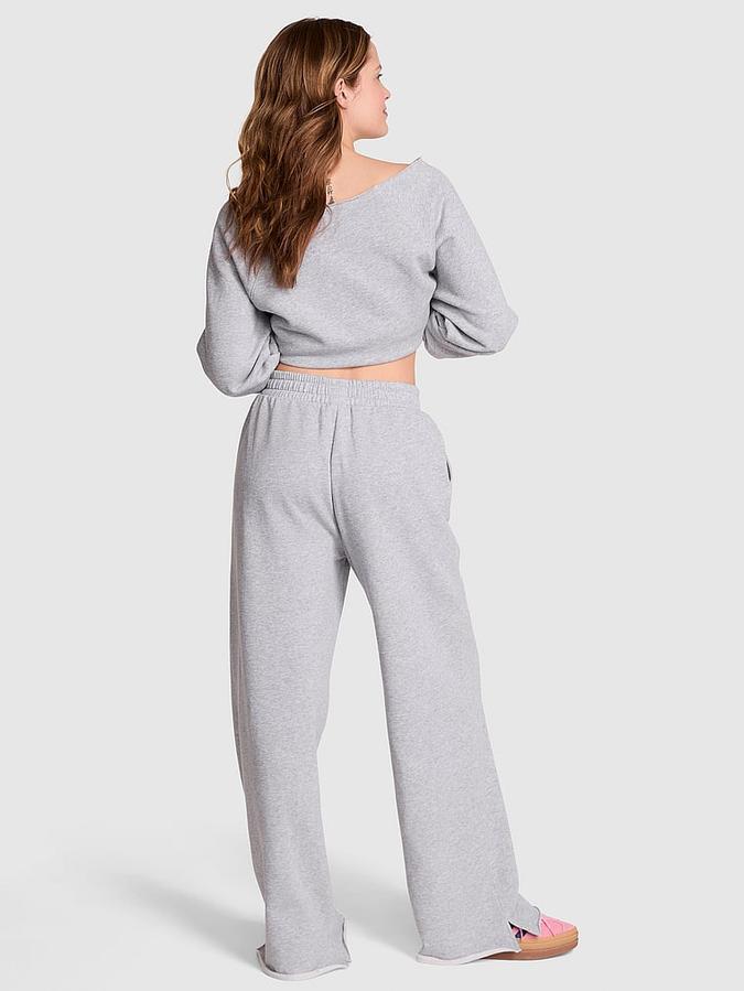 Ivy Fleece Wide-Leg Split-Hem Sweatpants