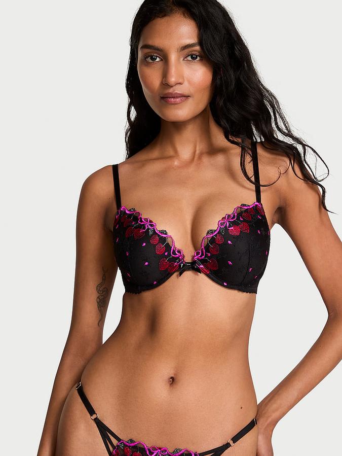 Cherry Pop Embroidery Push-Up Bra