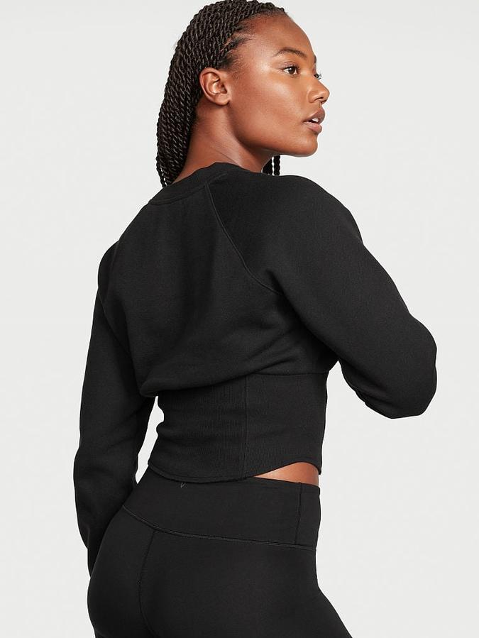 Cotton Fleece Corset Crewneck