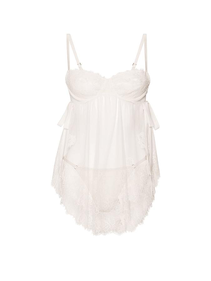 Wicked Sheer Unlined Lace-Trim Babydoll Set image number 2