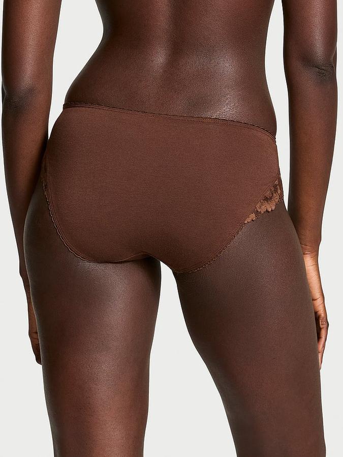 Stretch Cotton Lace-Trim Bikini Panty image number 1