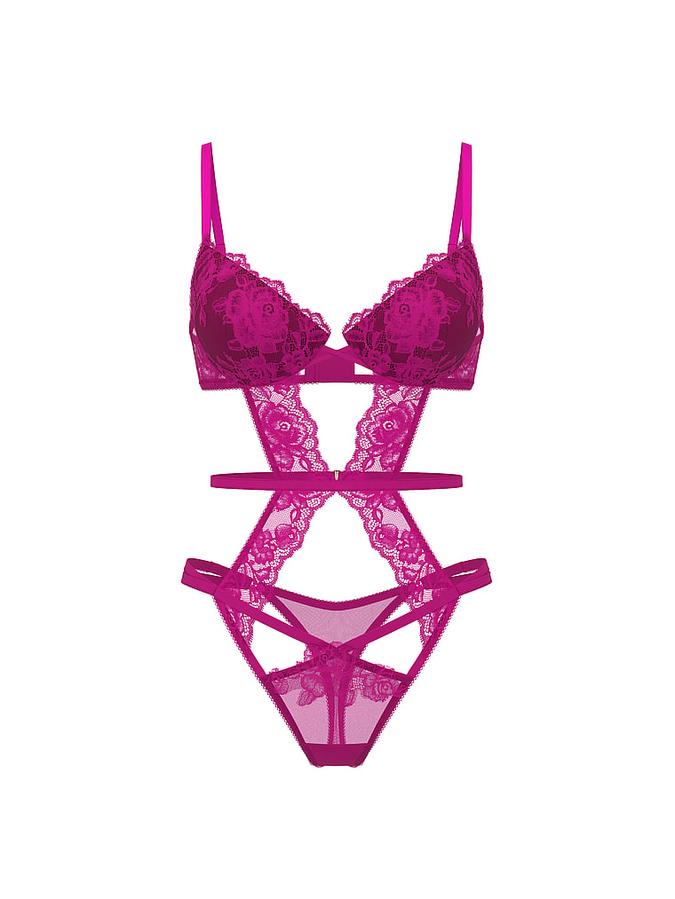 Rose Lace Lightly Lined Strappy Teddy image number 2