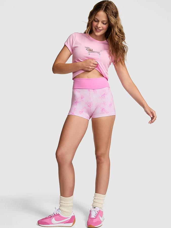 Multicolor PINK x LoveShackFancy Cotton Foldover Micro Shorts PINK x LoveShackFancy Cotton Foldover Micro Shorts