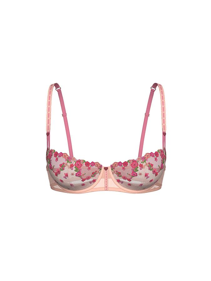Wicked Hearts & Roses Embroidery Unlined Balconette Bra image number 2