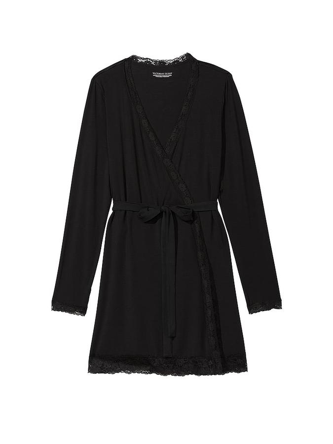 Modal Lace-Trim Robe image number 2