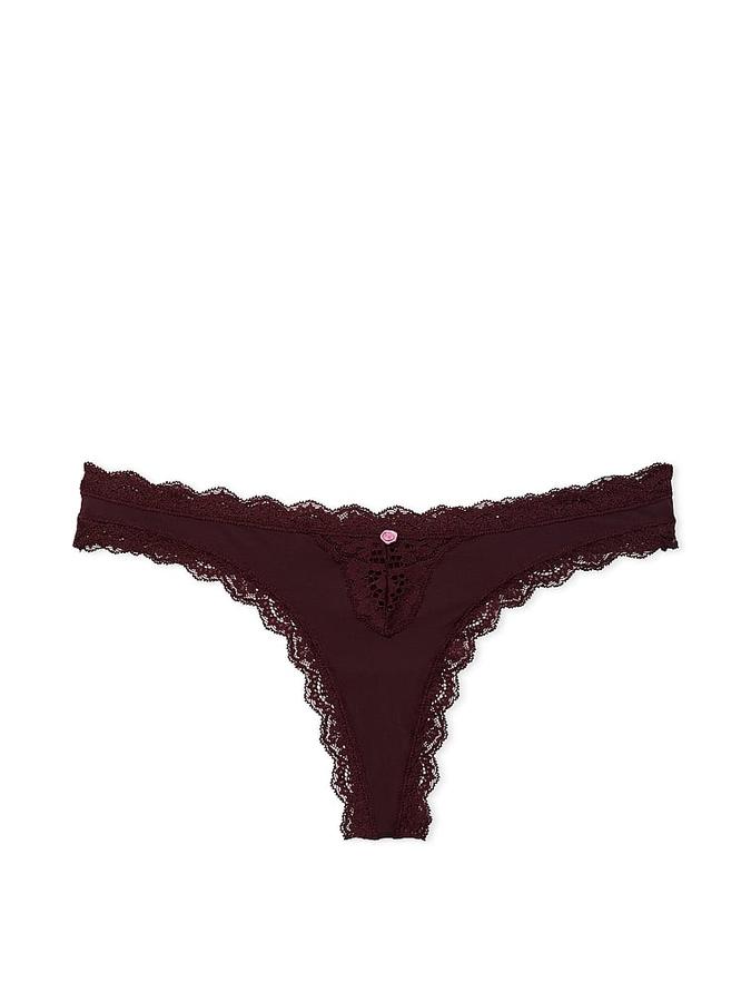 Lace-Trim Thong Panty image number 0