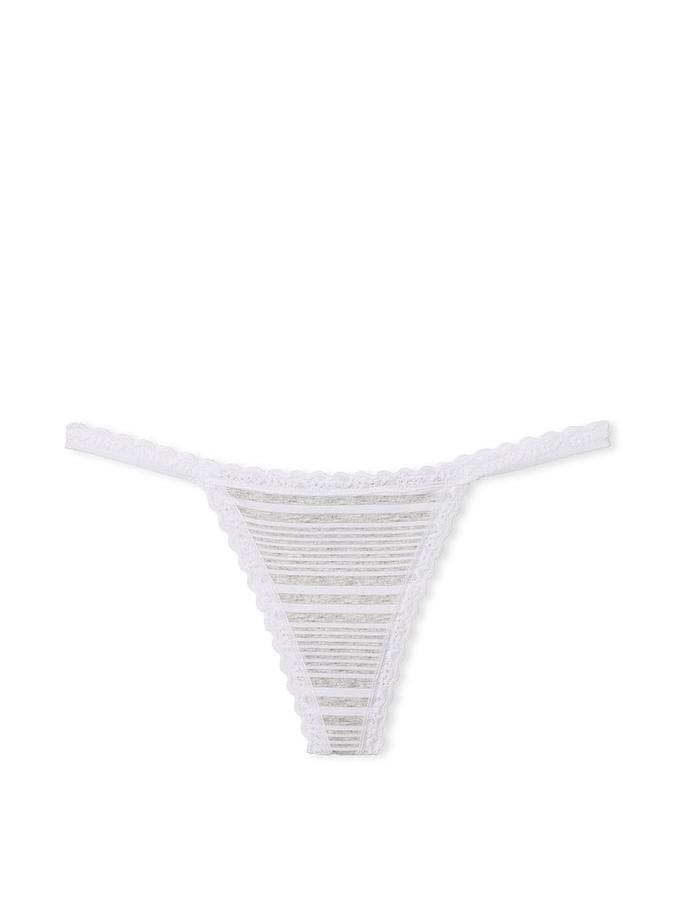 Lace-Trim Cotton V-String Panty image number 0