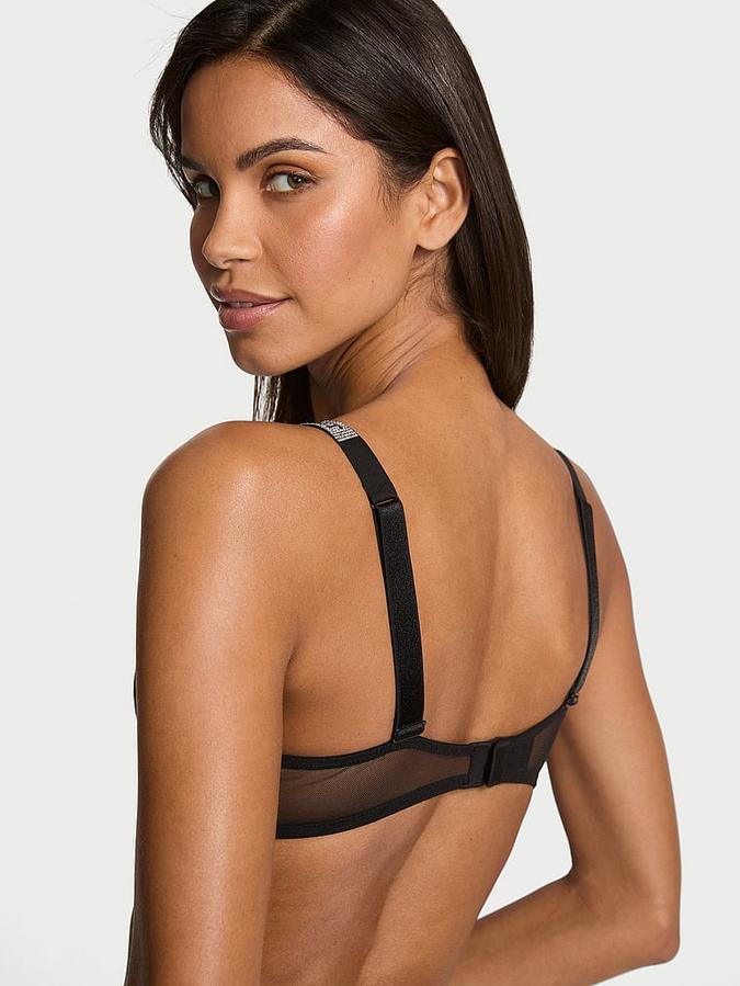 Shine Strap Rose Lace Lightly Lined Low-Cut Demi Bra