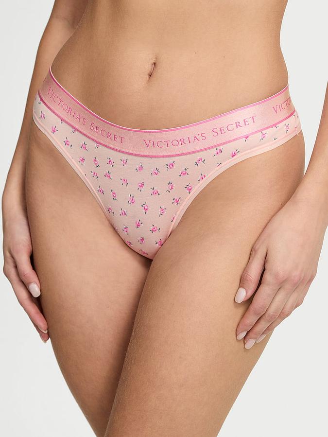 Logo Cotton Thong Panty image number 0