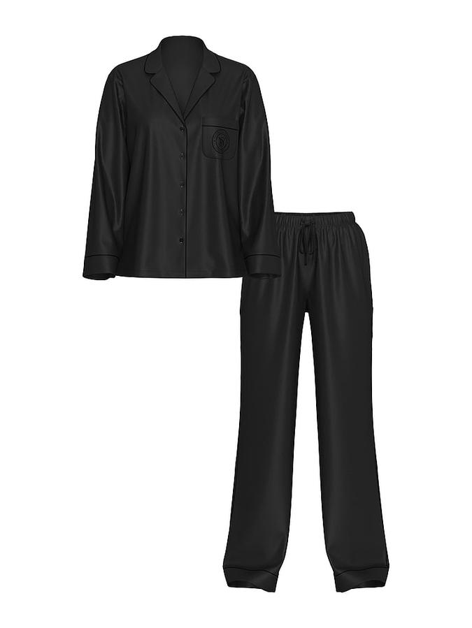 Glazed Satin Long Pajama Set image number 2